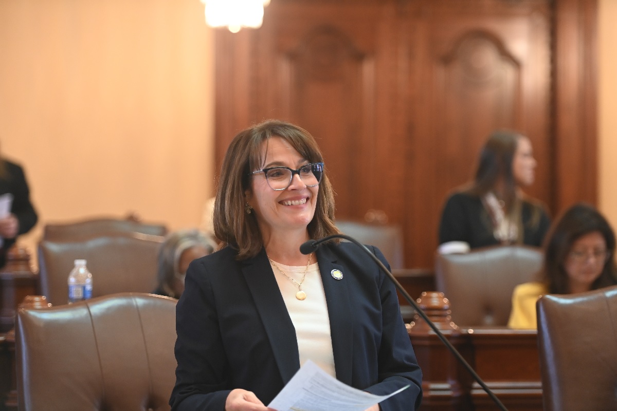 State Senator Meg Loughran Cappel on the Senate floor
